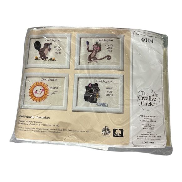 Vintage 1988 Creative Circle Crewel Embroidery Kit “Friendly Reminders" #4004 - Picture 1 of 2